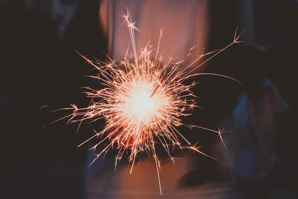 fireworks, sparkler, sparks, fire, light, celebration, bokeh, still
