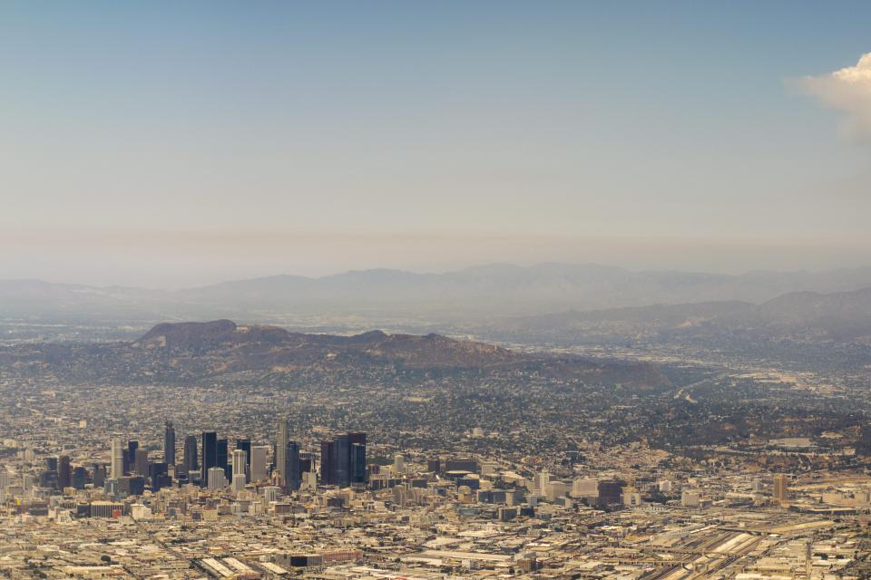 architecture, buildings, city, skyline, office, residential, high rise, skyscrapers, downtown, urban, metro, nature, mountains, sky, clouds, horizon