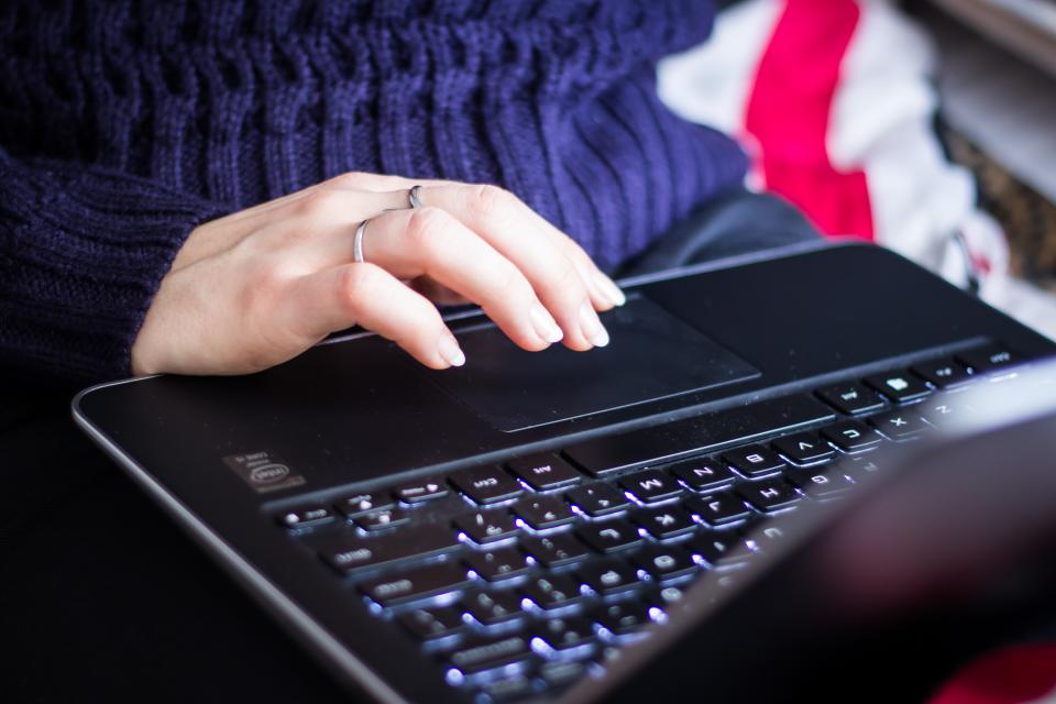 laptop, computer, typing, working, business, hands