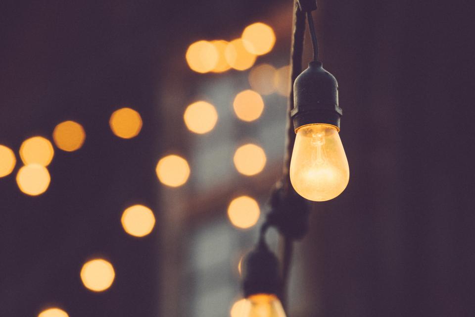 lights, string lights, light bulbs, blurry, bokeh, abstract, idea